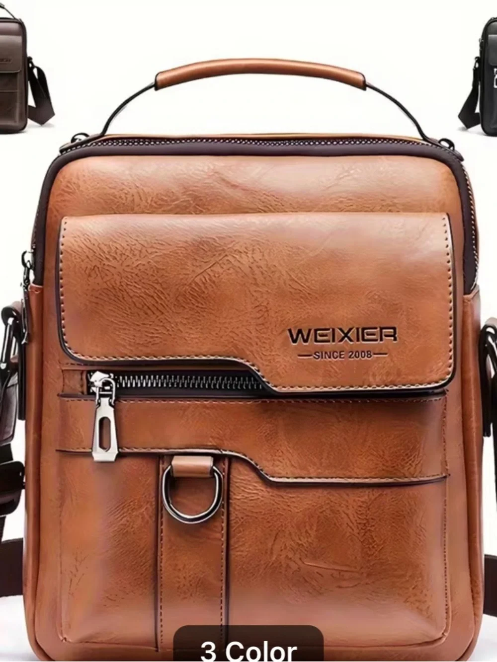 Men's Tan Leather Crossbody Bag